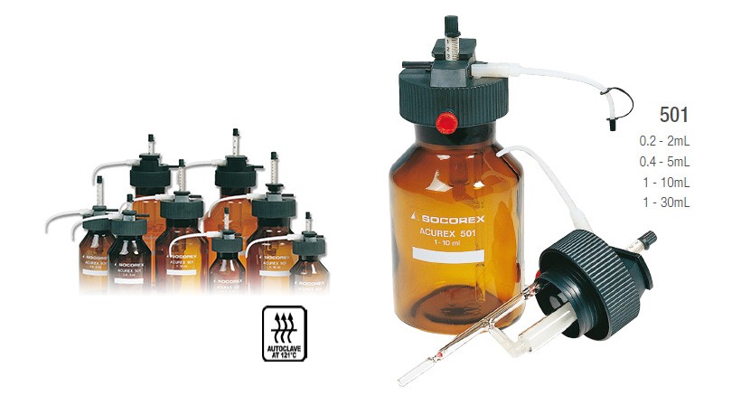 SOCOREX 501紧凑型瓶口移液器 分液范围1-10 mL 试剂瓶2000ml - Acurex™紧凑型瓶口配液器