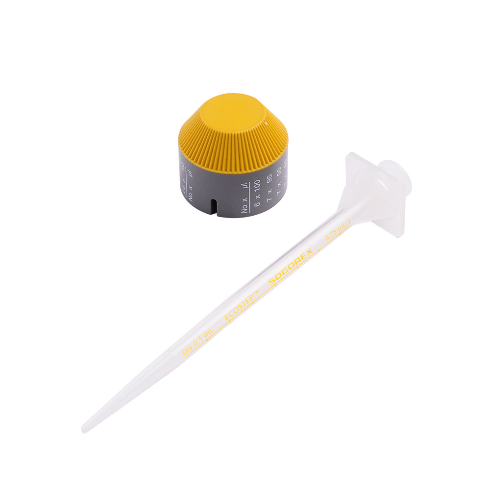 SOCOREX 连续注射移液器吸头 黄色 0.75ml 100X1/盒 - Stepper™ 连续注射移液器