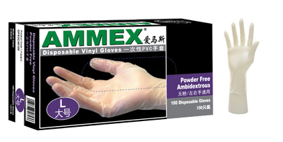 AMMEX一次性PVC手套（无粉） 胶手套